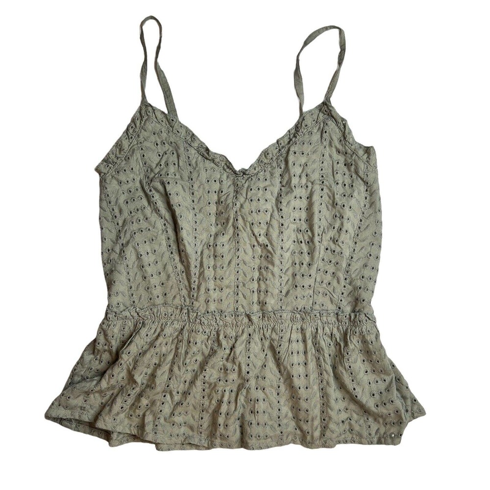 Sim &‎ Sam Eyelet Tank Green Size XS